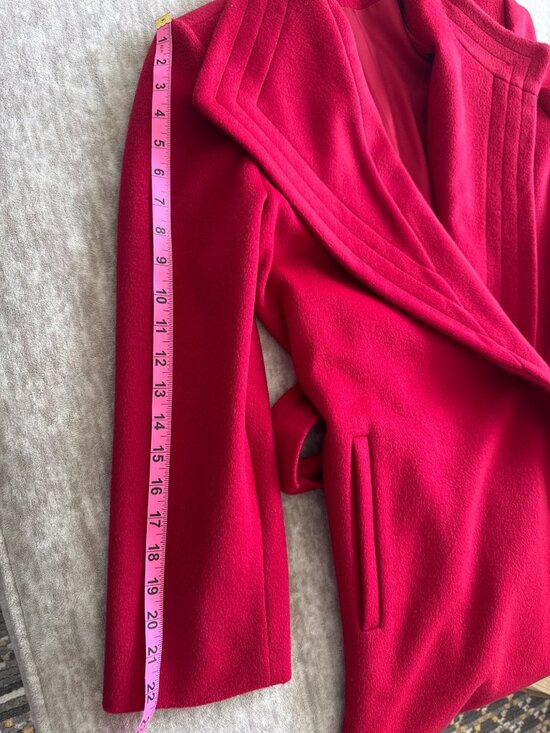 Vintage M.G. Kinsler The Great American Coat Red Wool Belted Long Women's Small - Picture 11 of 11